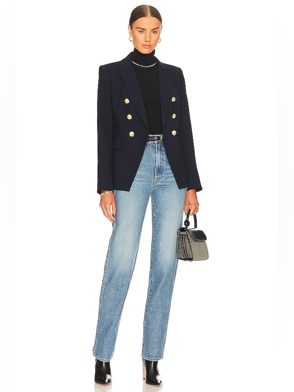 Veronica Beard Miller Dickey Jacket Blazer Navy Blue with Gold Buttons Size 00 - Picture 2 of 14